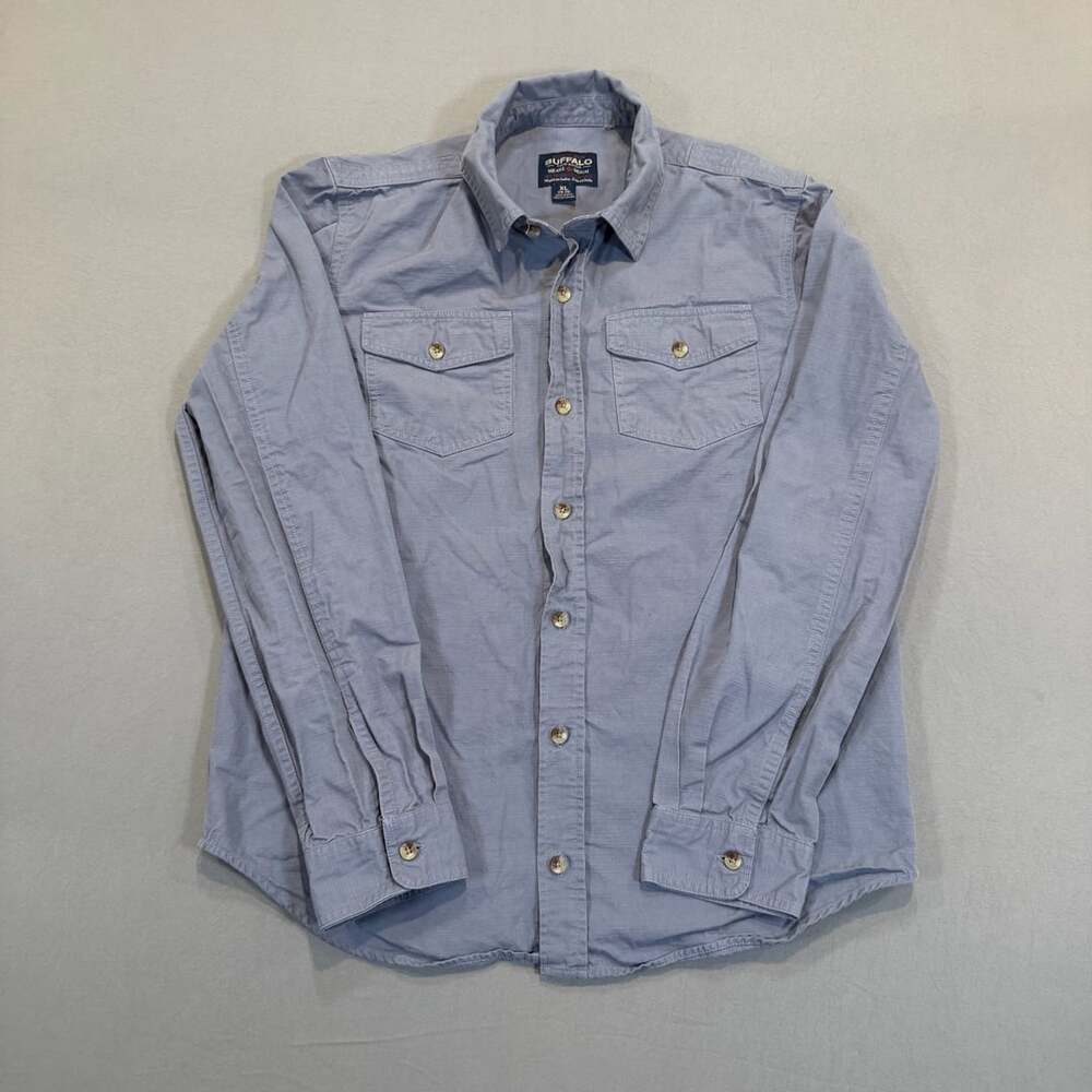 Buffalo David Bitton Long Sleeve Button Down Shirt Size XL (18-20) Blue